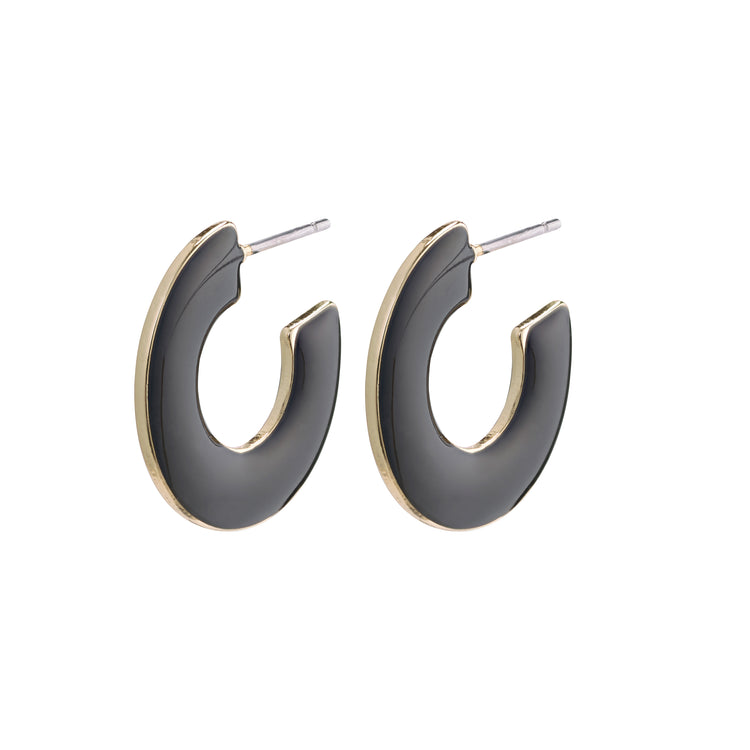 Pilgrim Ohrringe : Baila : Vergoldet : Schwarz