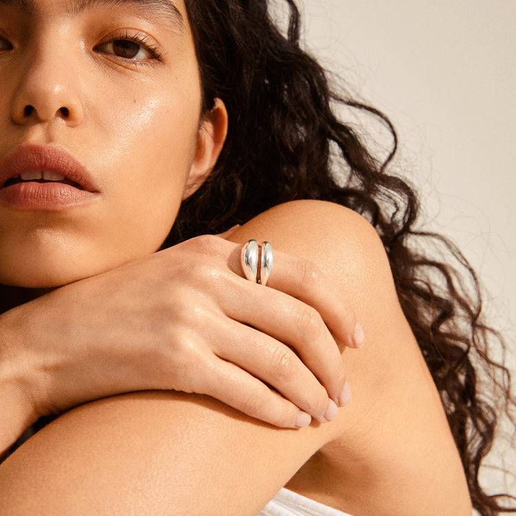 Pilgrim RECONNECT Chunky Ring Versilbert