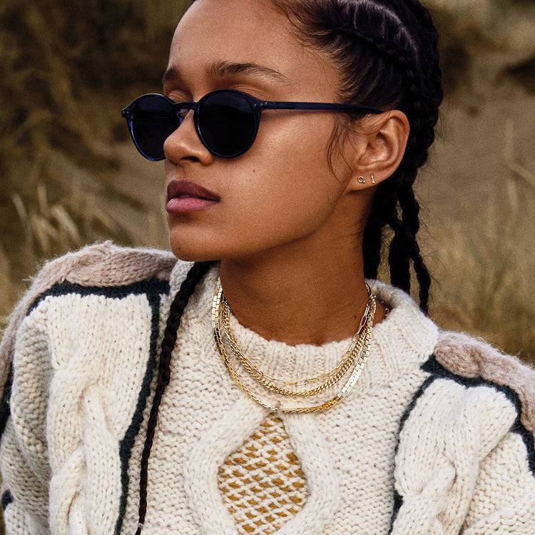 Pilgrim ROXANNE Klassische Runde Sonnenbrille, Blau