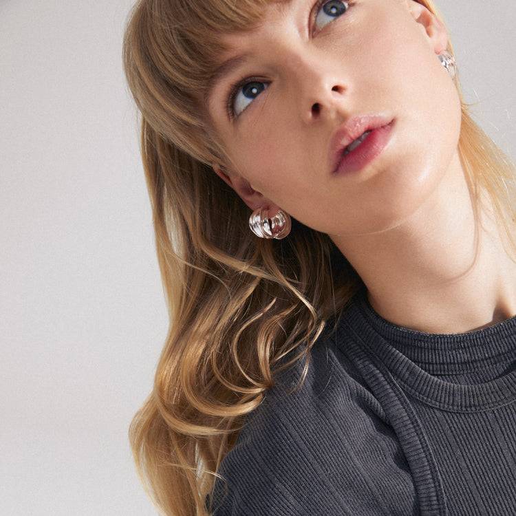 Pilgrim STAY Recycelte Creolen Versilbert