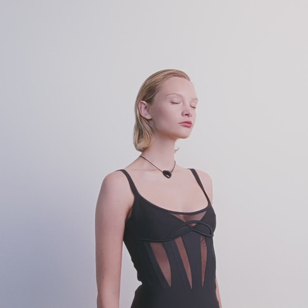 Pilgrim STAY Schwarze Achat Halskette Vergoldet