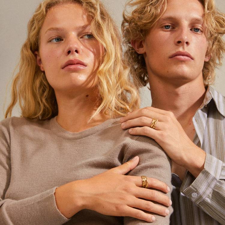 Pilgrim SUN Recycelte Ringe, 2-in-1-Set, Vergoldet