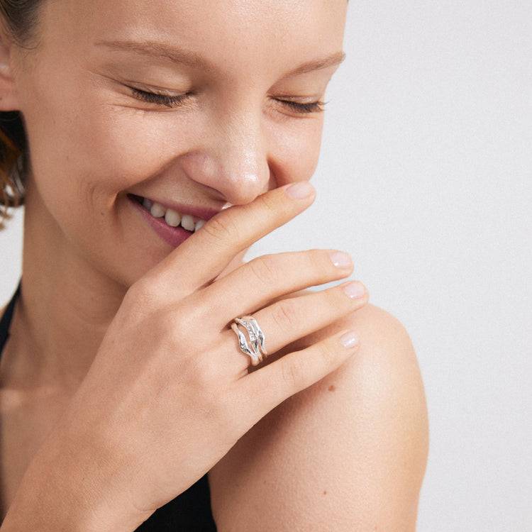 Pilgrim TRUE Recycelte Ringe 3-in-1-Set Versilbert