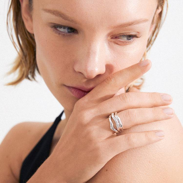 Pilgrim TRUE Recycelte Ringe 3-in-1-Set Versilbert