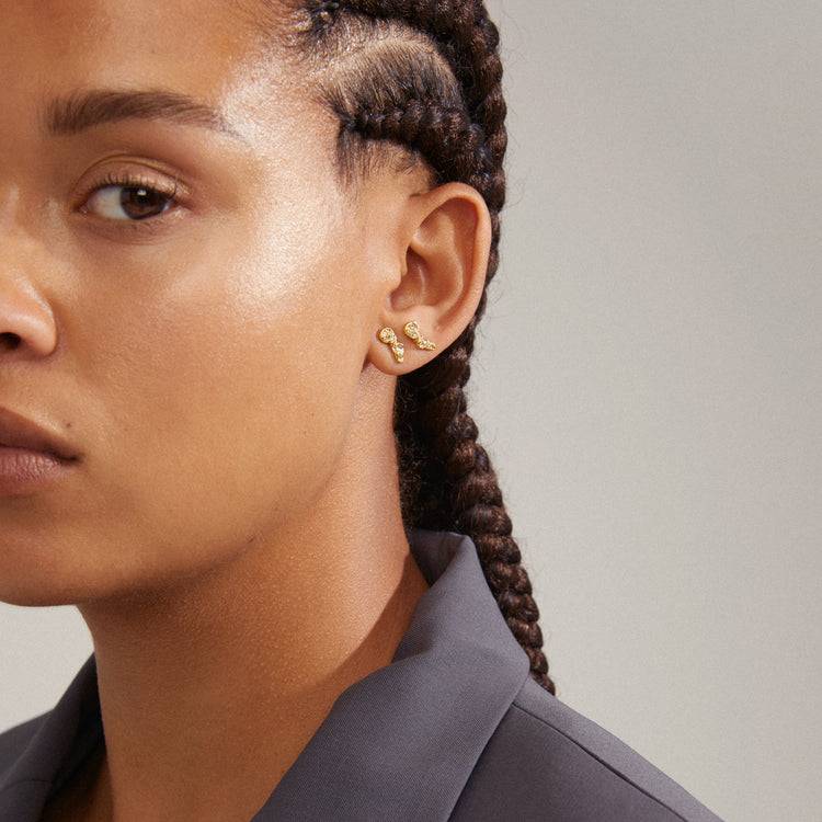 Pilgrim QUINN Recycelte, Organ. Geformte Kristallohrringe, Vergoldet