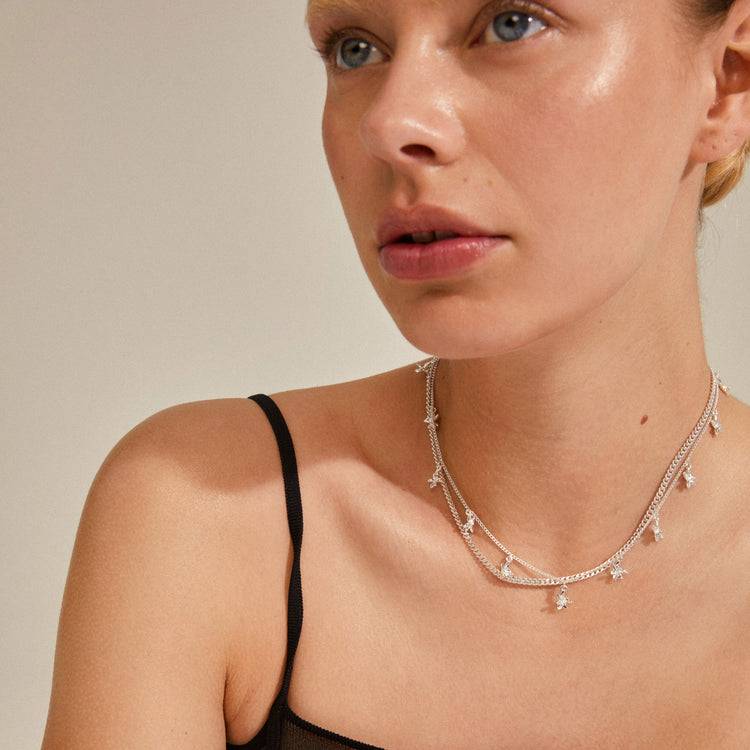 Pilgrim RAIN Recycelte Halsketten 2-in-1-Set, Versilbert