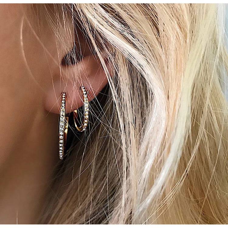 Pilgrim ROBERTA Recycelte Große Kristall-Halbcreolen, Vergoldet