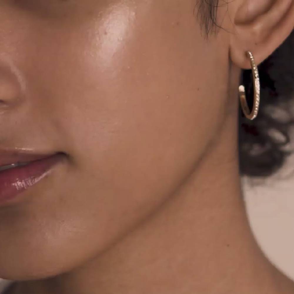 Pilgrim ROBERTA Recycelte Große Kristall-Halbcreolen, Vergoldet