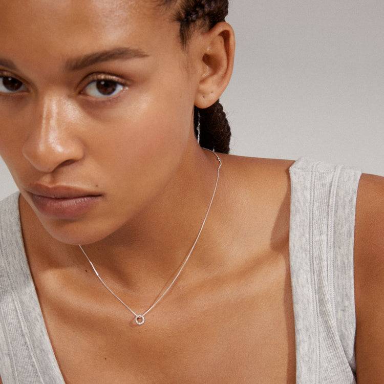 Pilgrim ROGUE Recycelte Halo-Kristall-Halskette, Versilbert