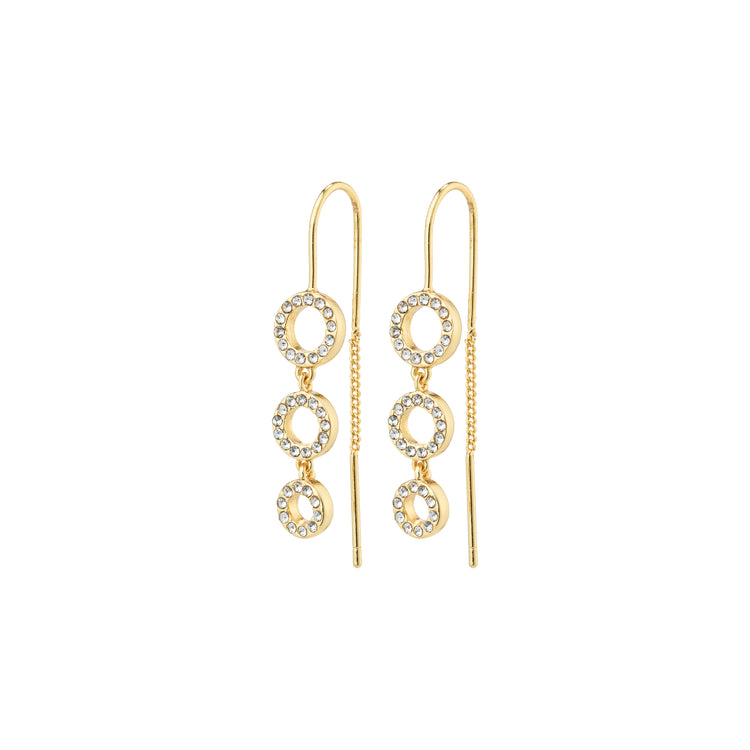 Pilgrim ROGUE recycelte Kettchen-Kristallohrringe, vergoldet