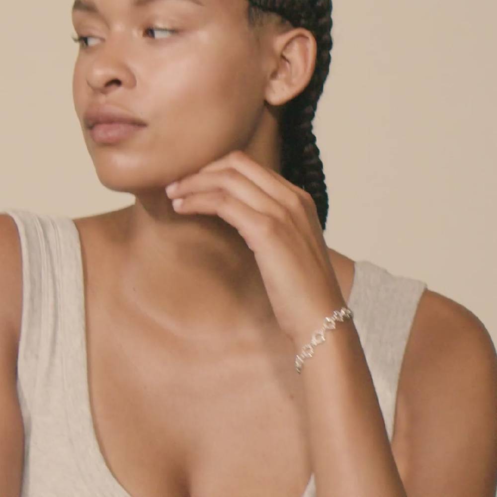 Pilgrim ROGUE Recyceltes Halo-Kristall-Armband, Versilbert