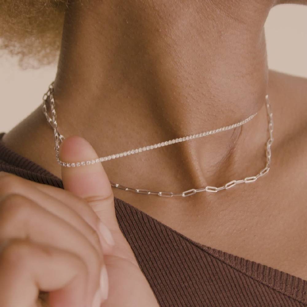 Pilgrim ROWAN Recycelte Halskette, 2-in-1, Versilbert