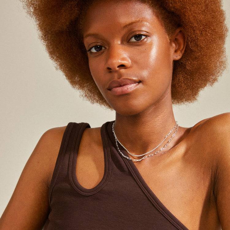 Pilgrim ROWAN Recycelte Halskette, 2-in-1, Versilbert