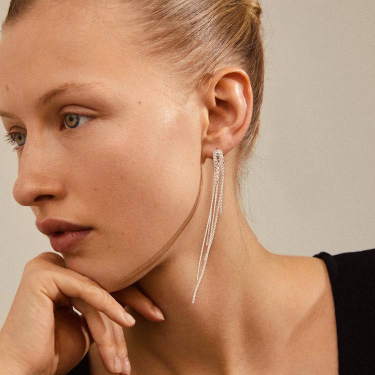 Pilgrim SERENITY Wasserfall-Ohrringe Mit Kristall-Deko Versilbert