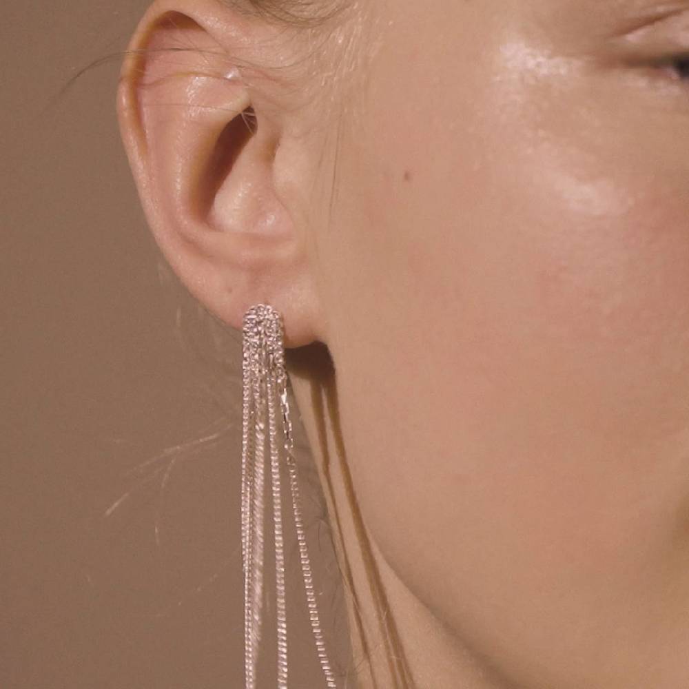 Pilgrim SERENITY Wasserfall-Ohrringe Mit Kristall-Deko Versilbert