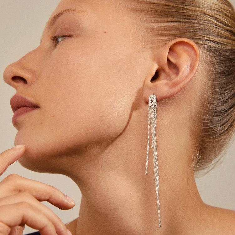 Pilgrim SERENITY Wasserfall-Ohrringe Mit Kristall-Deko Versilbert