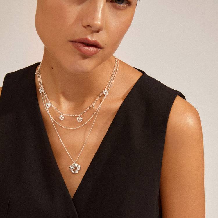 Pilgrim SMILE Recycelte Halskette Mit Münzanhänger, Versilbert