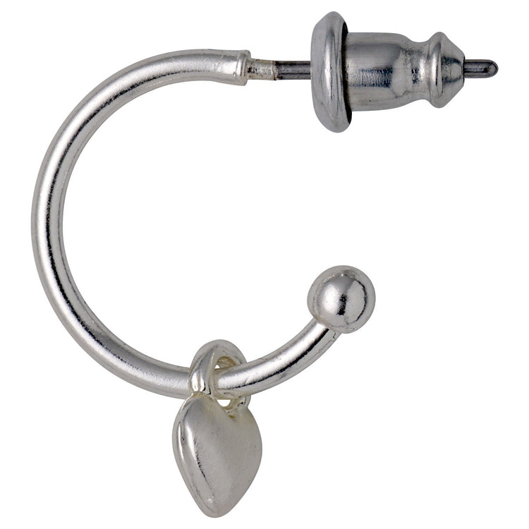 Pilgrim SOPHIA Recycelte Huggie-Hoops Mit Herzanhänger, Versilbert