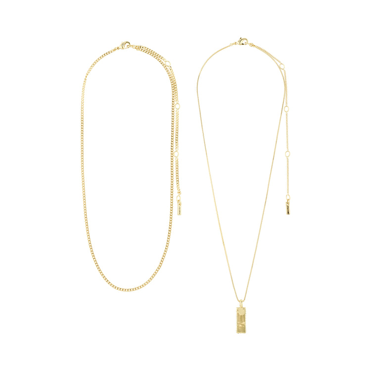 Pilgrim STAR Recycelte Halskette, 2-in-1-Set, Vergoldet