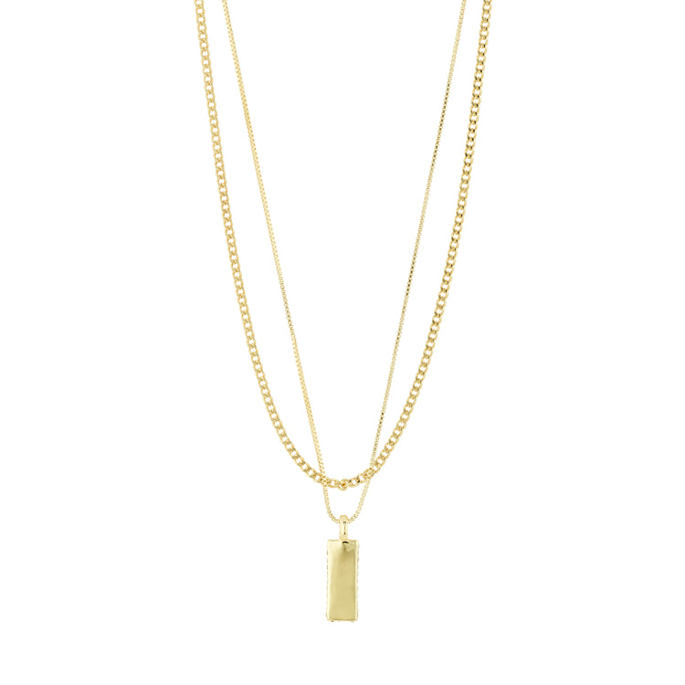 Pilgrim STAR recycelte Halskette, 2-in-1-Set, vergoldet