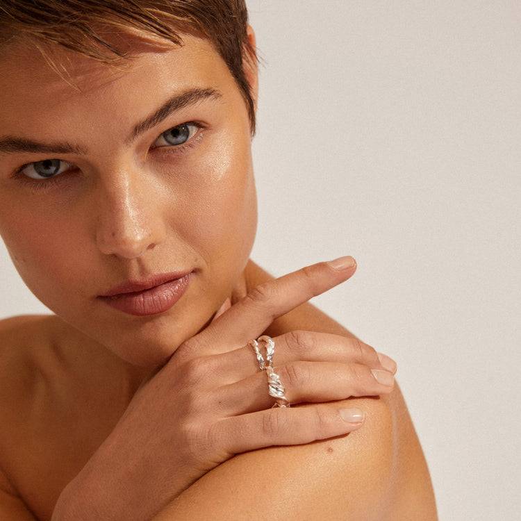 Pilgrim STORM Recycelte Ringe, 3-in-1-Set, Versilbert