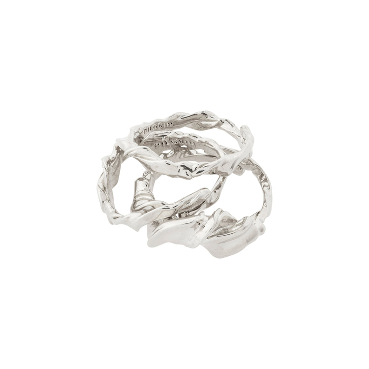 Pilgrim STORM Recycelte Ringe, 3-in-1-Set, Versilbert