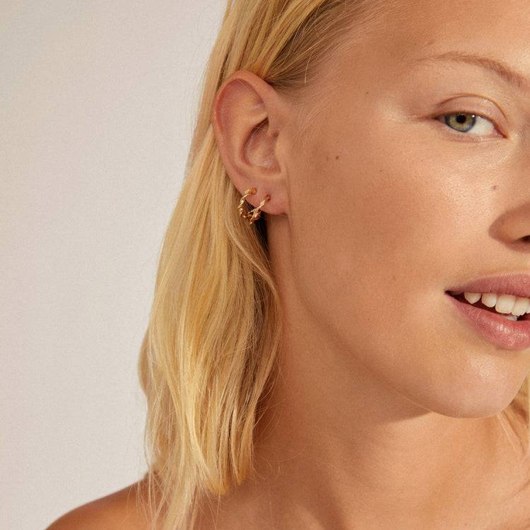 Pilgrim STORM Recycelte Verdrehte Creolen, 2-in-1-Set, Vergoldet