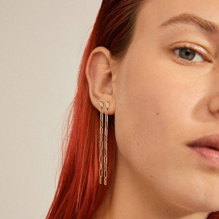 Pilgrim THILDE Ohrringe Mit Langem Kettenanhänger, Vergoldet