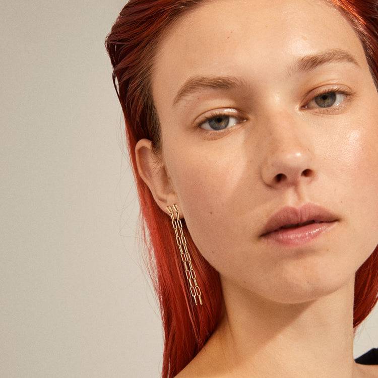 Pilgrim THILDE Ohrringe Mit Langem Kettenanhänger, Vergoldet