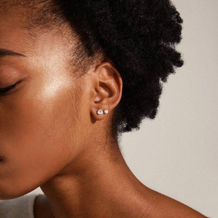 Pilgrim TINA Recycelte Ohrstecker Mit Kristall & Perlen, Versilbert