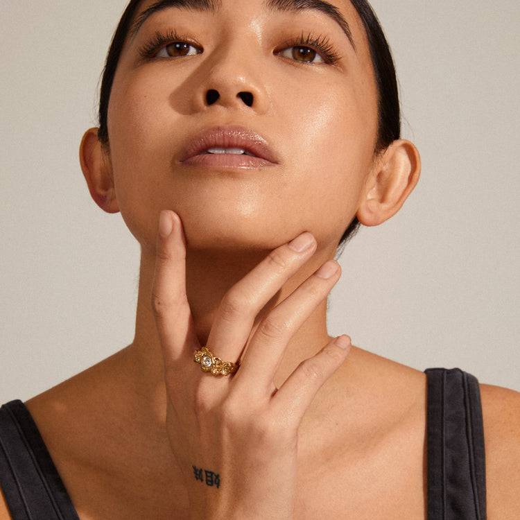 Pilgrim TINA Recycelter Ring Mit Organischem Kristall, Vergoldet