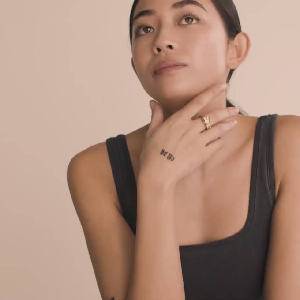 Pilgrim TINA Recycelter Ring Mit Organischem Kristall, Vergoldet