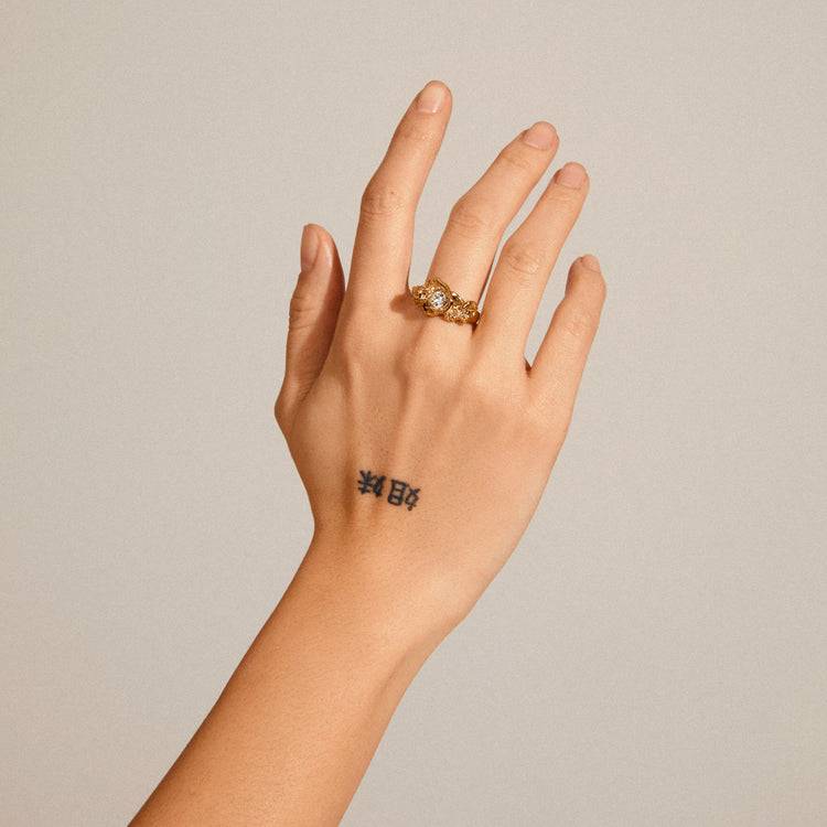 Pilgrim TINA Recycelter Ring Mit Organischem Kristall, Vergoldet