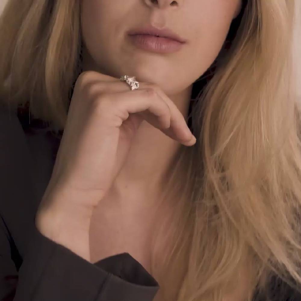 Pilgrim TINA Recycelter Ring Mit Organischem Kristall, Versilbert