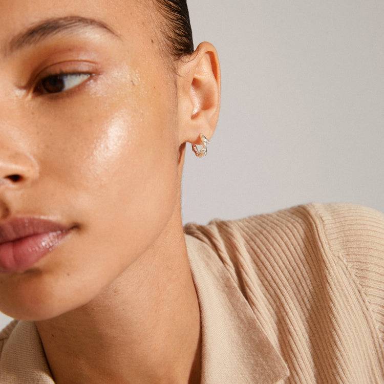 Pilgrim URSZULA Recycelte Kristall-Creolen Versilbert