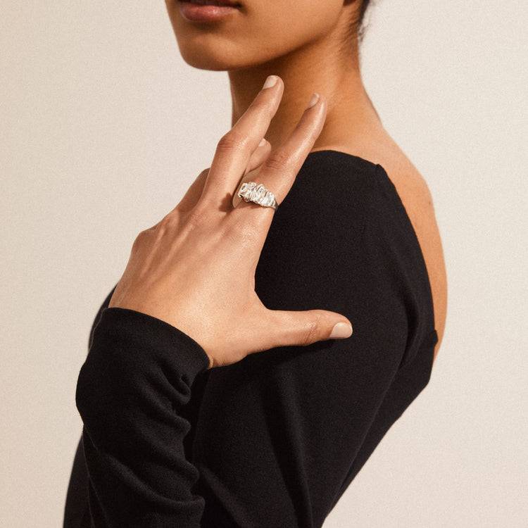 Pilgrim WILLPOWER Recycelter, Skulpturaler Ring, Versilbert