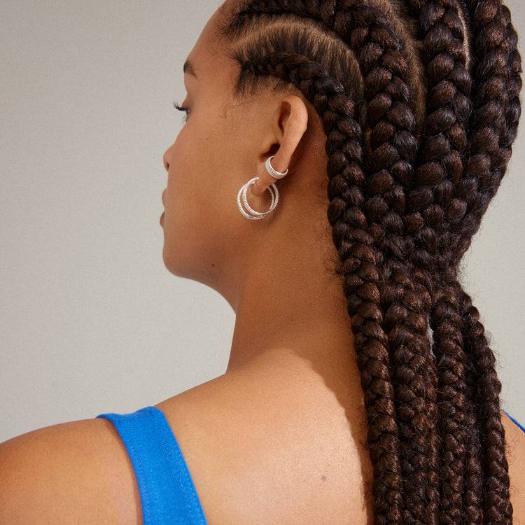 Pilgrim XENA Recycelte Creolen Und Ohrclip, Versilbert