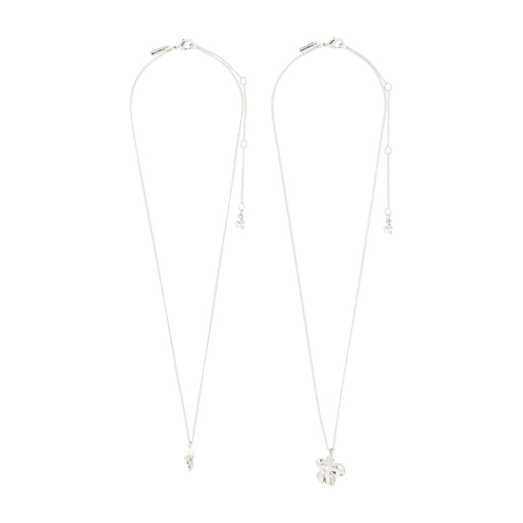 Pilgrim ZHURI Recycelte Halskette, 2-in-1-Set Versilbert