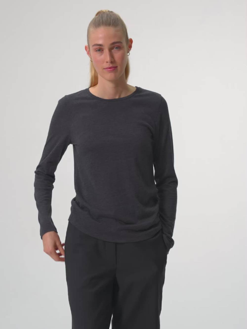 Pinqponq Longsleeve Merino - Dark Grey Melange (Female)