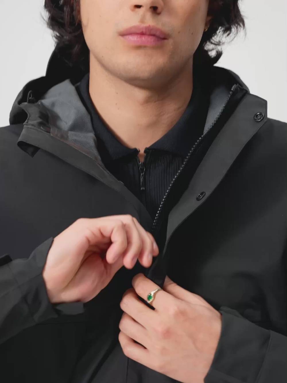 Pinqponq Aestech Rain Parka - Peat Black (Unisex)