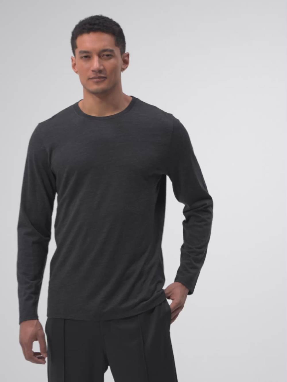 Pinqponq Longsleeve Merino - Dark Grey Melange (Male)