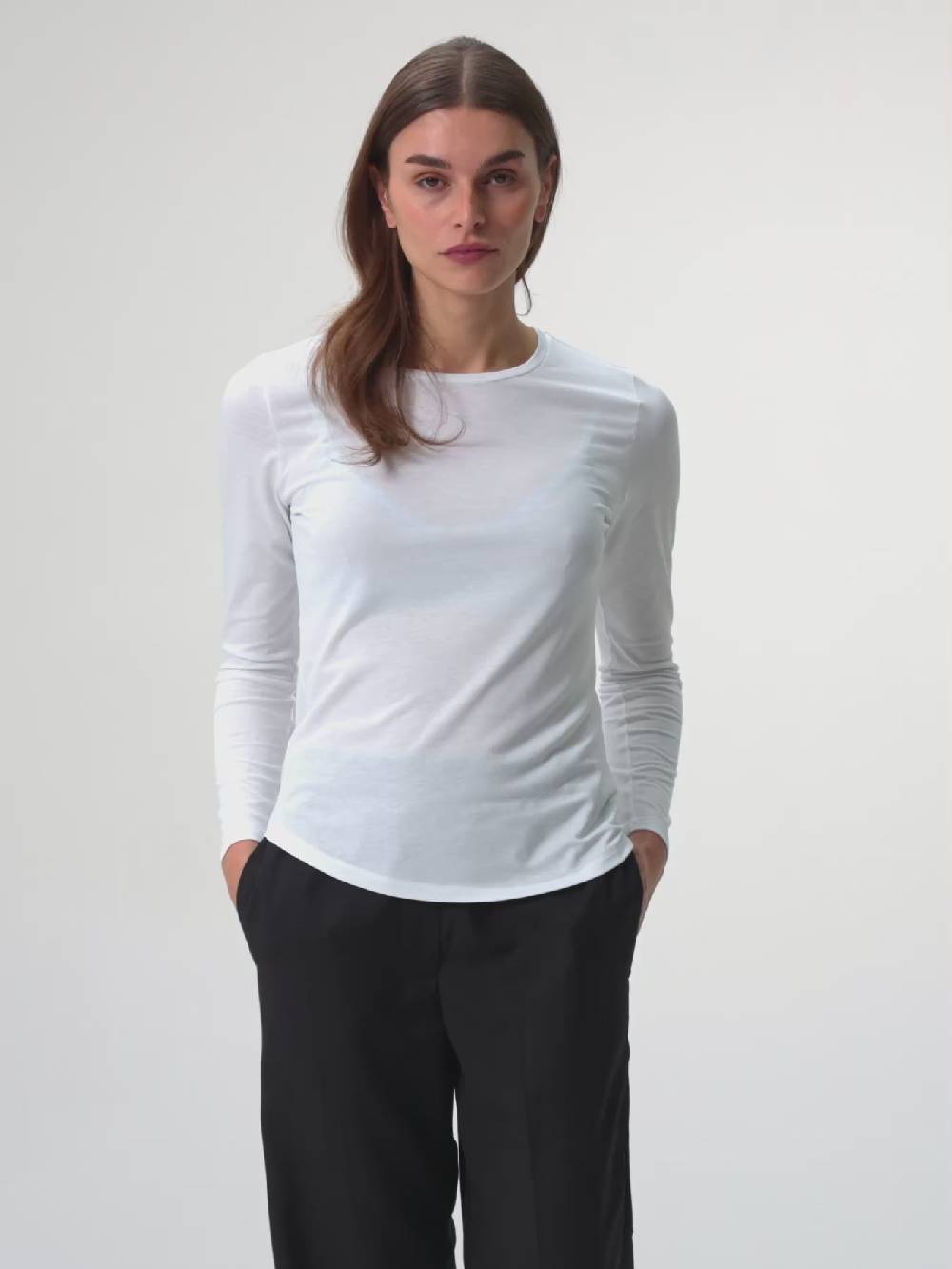 Pinqponq Longsleeve TENCEL™ - Wooden White (Female)