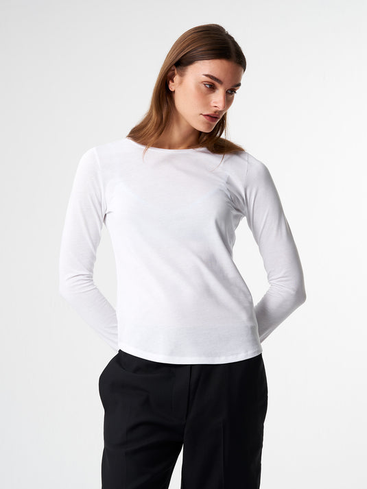 Pinqponq Longsleeve TENCEL™ - Wooden White (Female)
