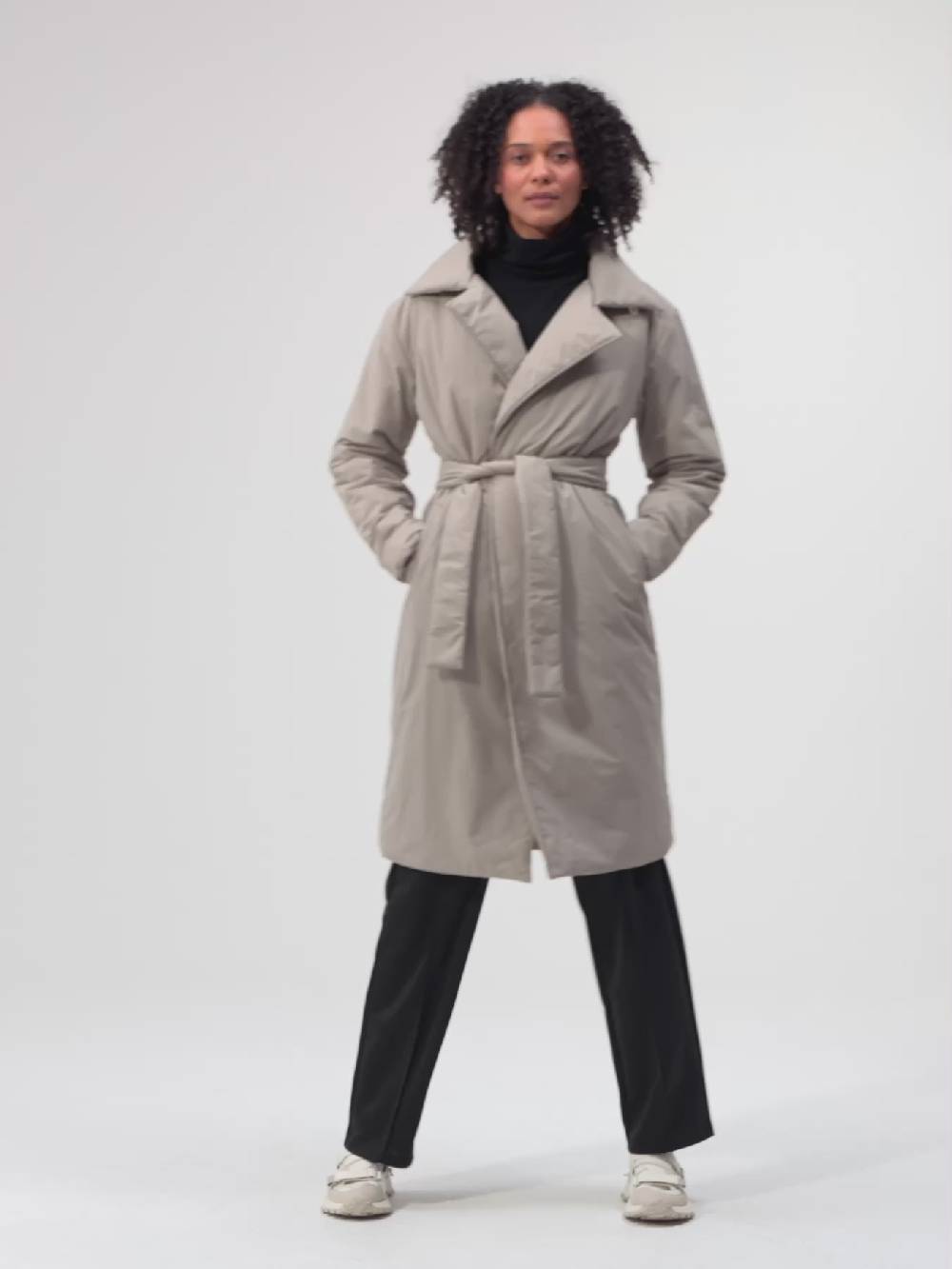 Pinqponq Padded Trench Coat - Cement Taupe (Unisex)