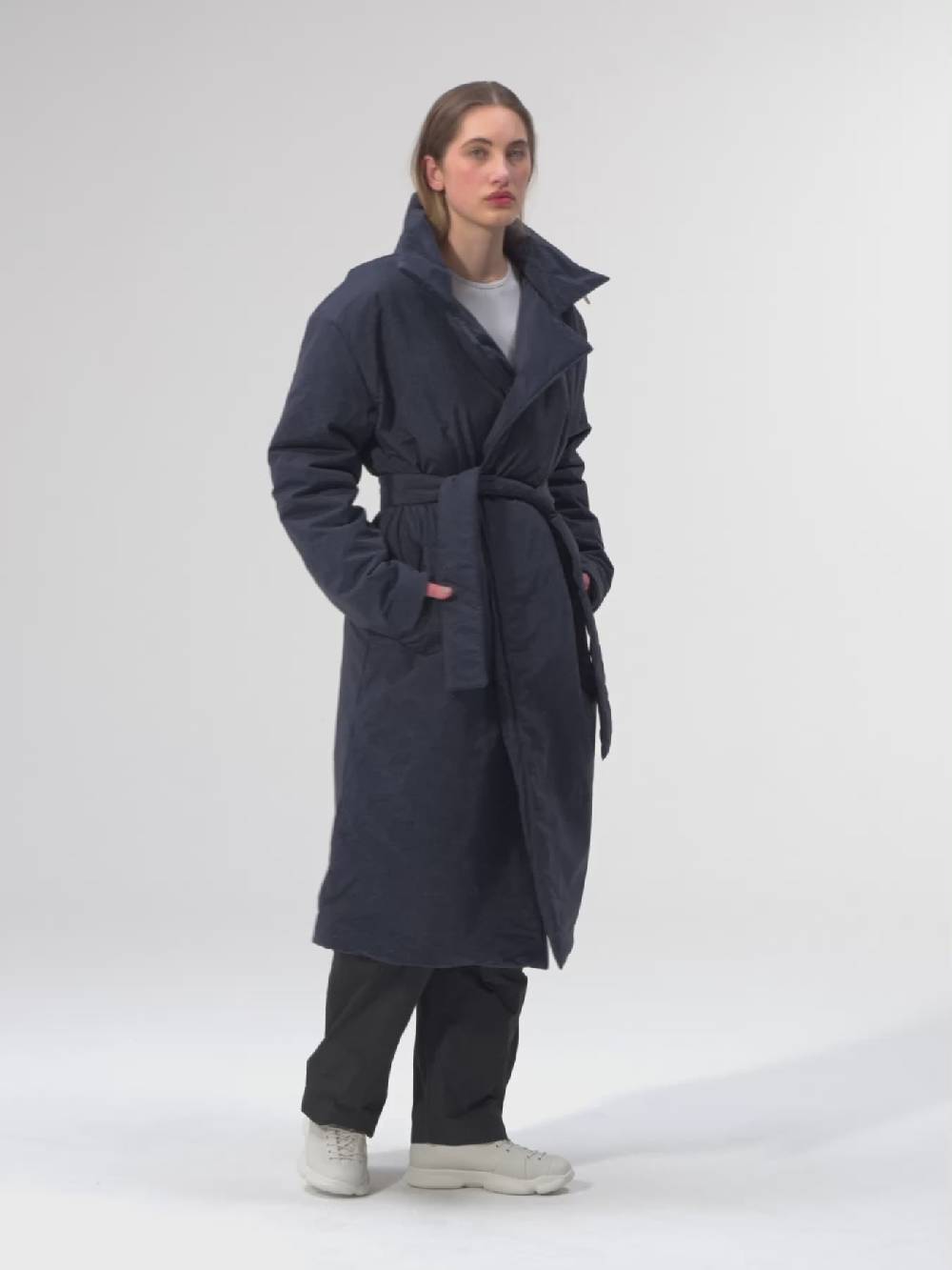 Pinqponq Padded Trench Coat - Fjord Navy (Unisex)