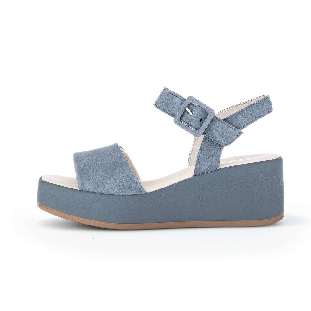 Pius Gabor Keilsandalette blau