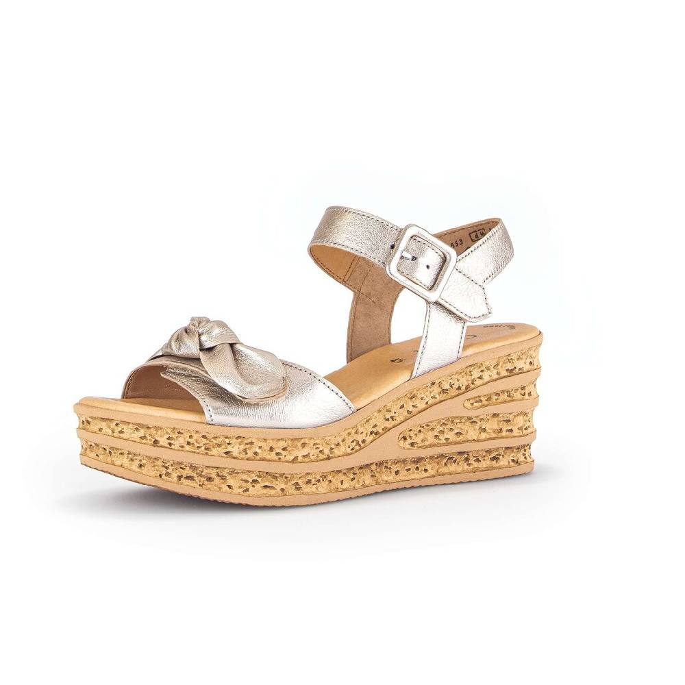 Pius Gabor Keilsandalette Gold