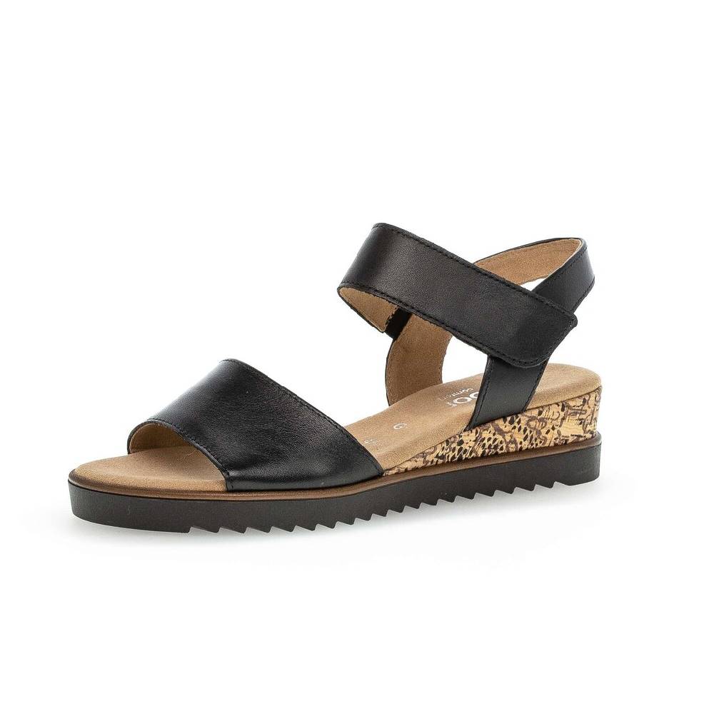 Pius Gabor Keilsandalette Schwarz