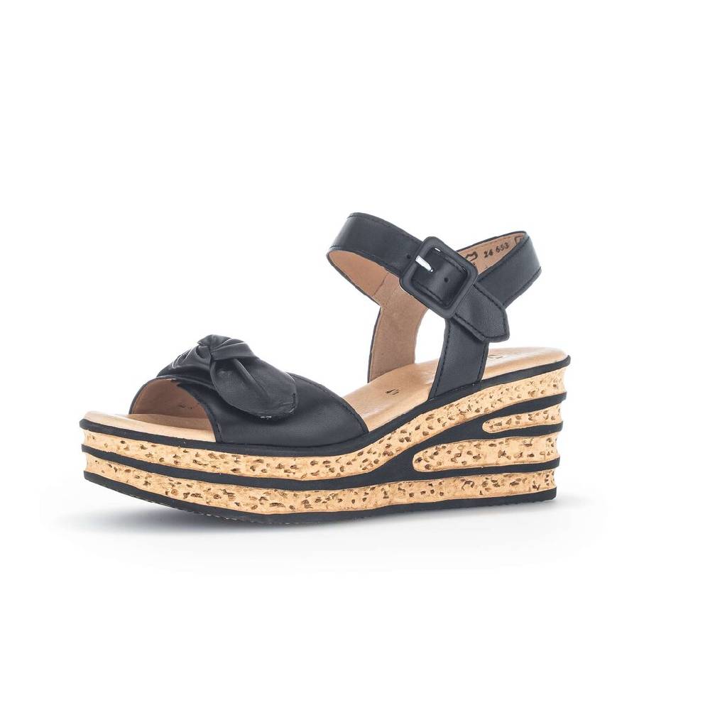 Pius Gabor Keilsandalette Schwarz