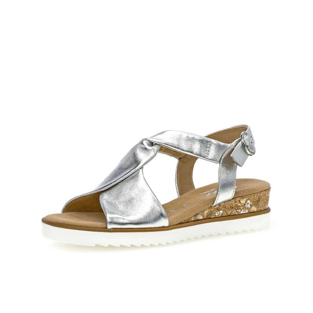 Pius Gabor Keilsandalette Silber